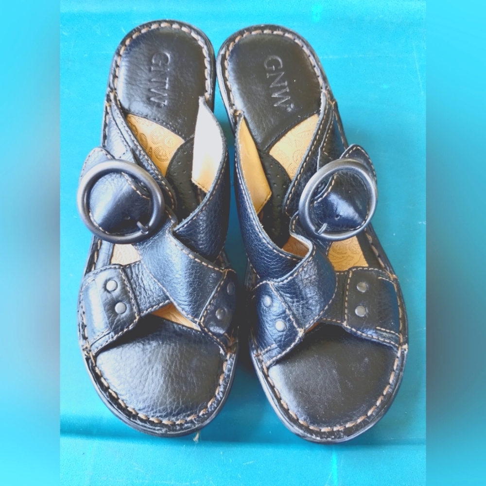 GNW Sandals 7/38 black 3" heel